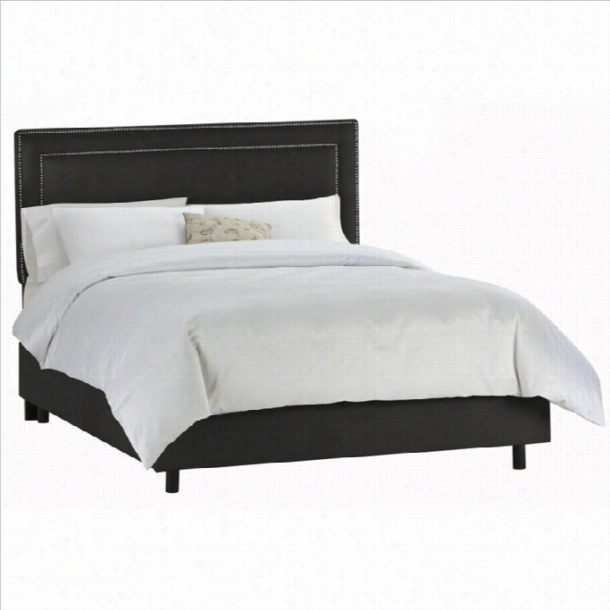 Skyline Furiture Border Bed With Pewter Buttons In Black-tw1n