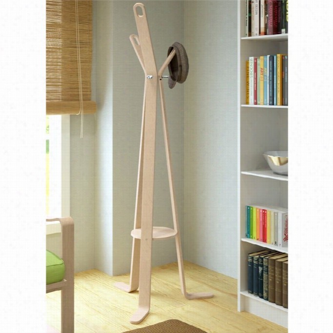 Sonax Corliving Aquios Bentwood Coat Rack In Natural Wood