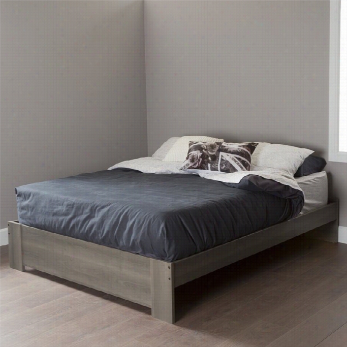 South Hsore Gloria Queen Platform Bed In Gray Maple