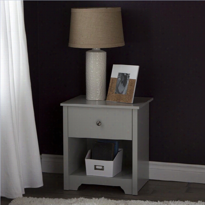 South Shore Vito 1-drawer  Night Stand N Gentle Gray