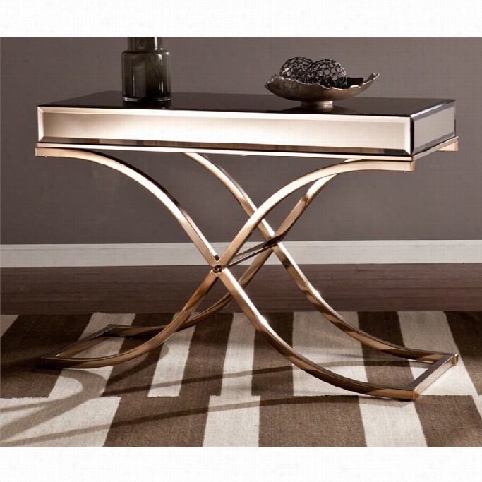 Southern Enterprises Ava Mirrored Console Table In Metallic Champagne