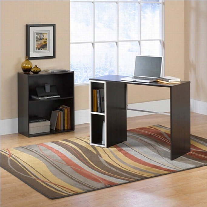 Studio Rta Desk With Adjsutable Bookcase In Twine And Cocoa Oak