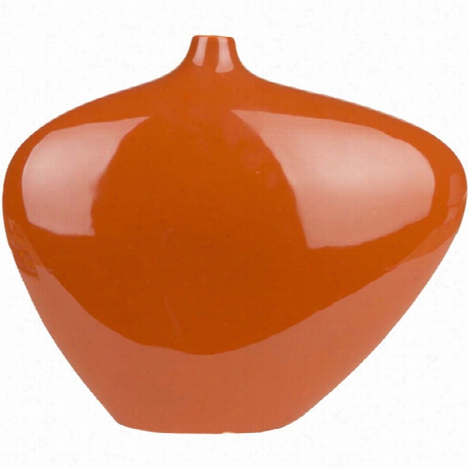 Sury Anatural 1.1 5x 14.2 Ceramic Vase In Glossy Orange