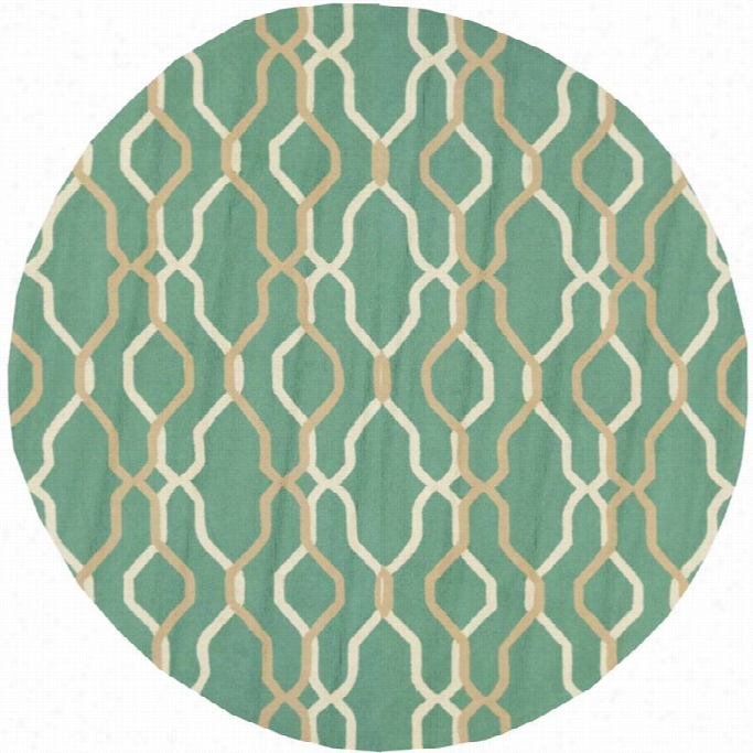 Surya Rain 8' X 8' Round Hand Hooked Rug In Green And Blue