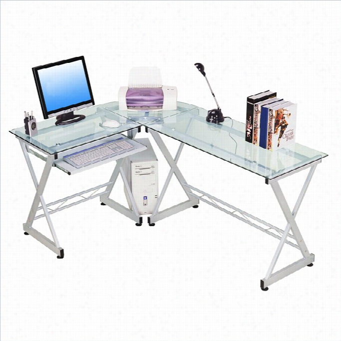 Techni Mobili Dachiq L-shape Glass Top Computer Desk