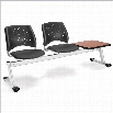 OFM Star Beam Seating with 2 Seats and Table in Slate Grey and Cherry