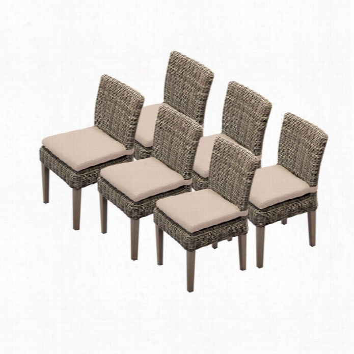 Tkc Cape Cos Wicker Patio Dining Chairs In Wheat (set Of 6)