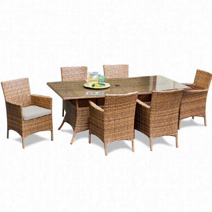 Tkc Laguna 7 Piece Wicker Patio Dining Set In Beige