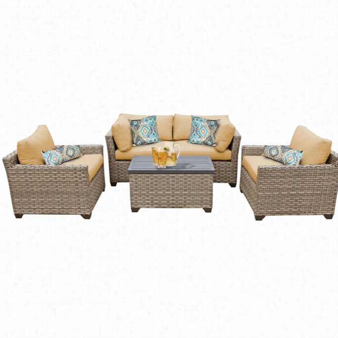 Tkcmonterey 5 Pieceo Utdoor Wwicker Sofa Set In Sesame