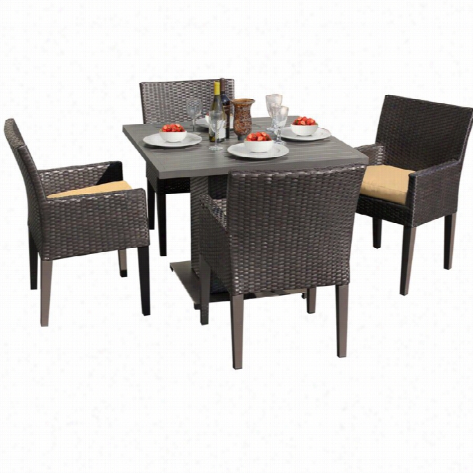 Tkc Napa  Square  5 Piece Wicker Patio Dining Stake In Sesame