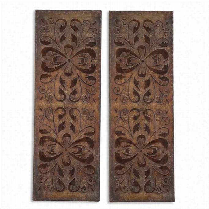 Uttermos Talexia Wall Panels In Antiqued Rust Brown (set Of 2)