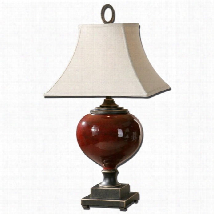 Uttermost Anka Ceramic Table Lamp In Lightly Distressedburgundy