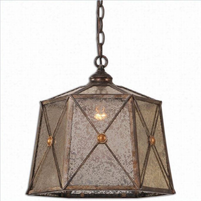 Uttermost Basiliao 1 Light Aged Mercu Ry Glass Pendant In Silver