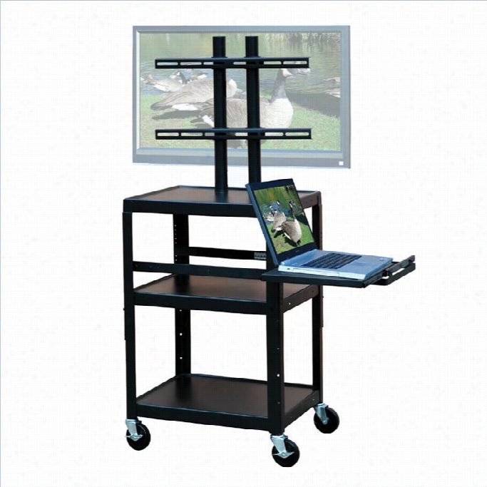 Vti Adjustable Cart For Up To3 2 Flat Panel Tv W/ Ppull Out Shelf