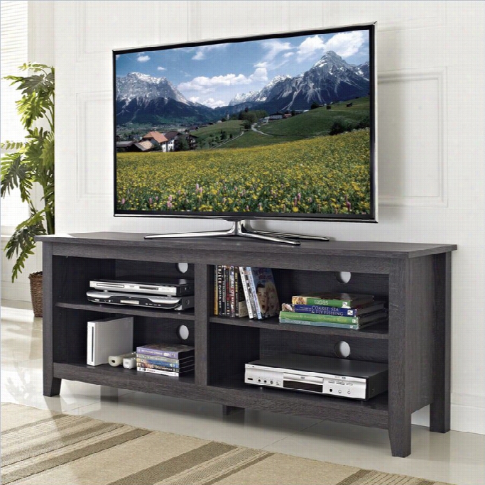 Walker Edison 58 Wood Tv Stop In Charcoal Grey