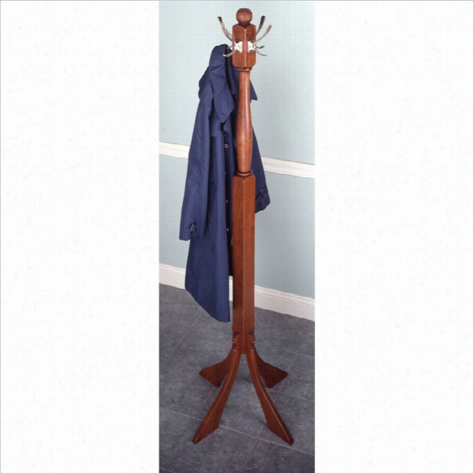 Winsome 4 Double Hook Standing Coat Rack In Antique Walnut