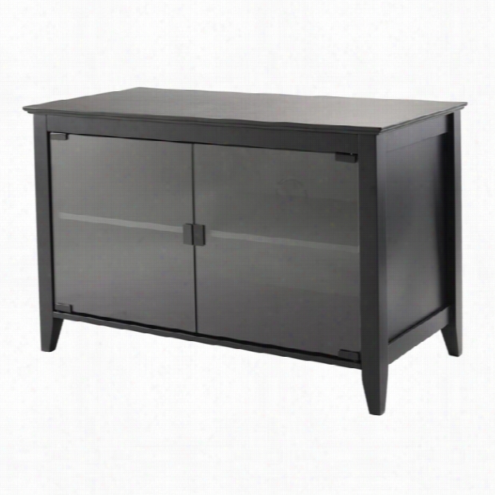 Winsome Vidal Tv Stand Double Lgass Doors In Black