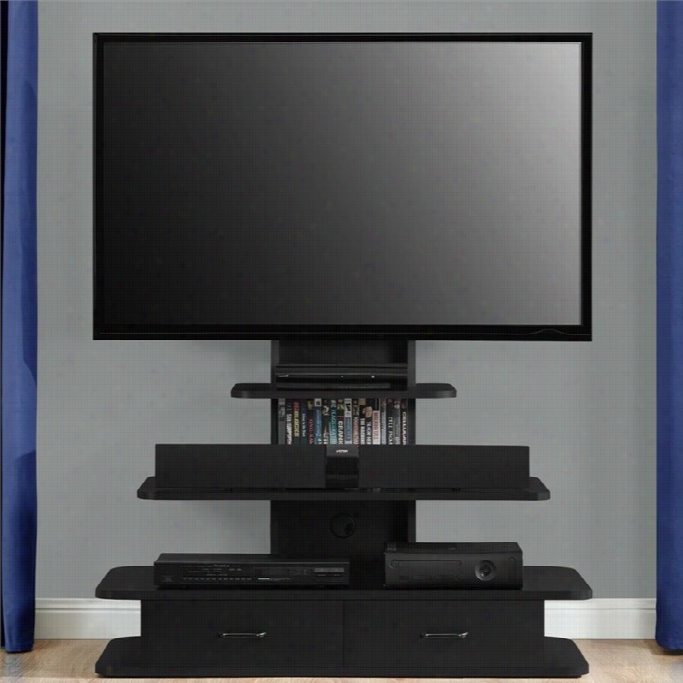 Altra Galaxy 24 Tv Stand With Mound And Drawers Inblack
