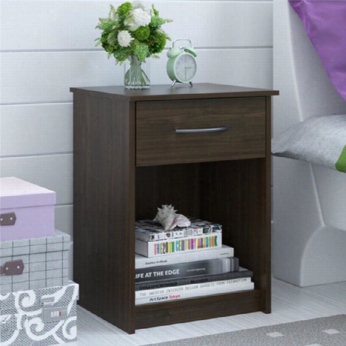 Ameriwood 1 Drawer Wood Nightstand In Saaint Walnut