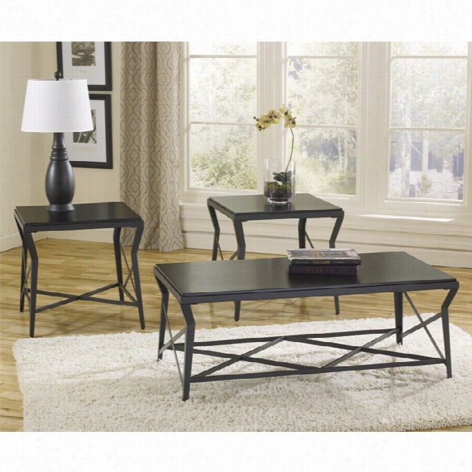 Ashley Manifield  3 Piecw Rectangular Coffee Table Set In Brown