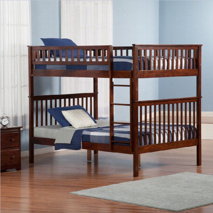 Atlantic Furniture  Woodand Bunkbed In Antique Walnut-twin Over Twin