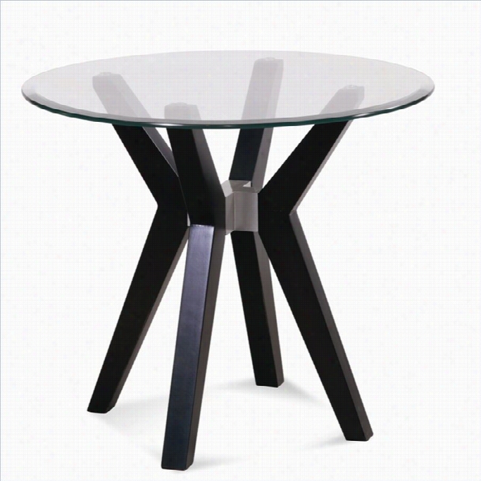 Bassett Mirror Exlcamation Round Glass Top End  Table In Esprseso