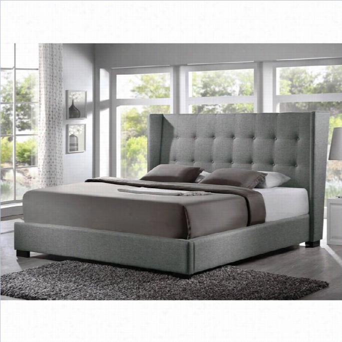 Baxton Studio Favela Platform Bed With Upholste Red Headboar In Grey-queen