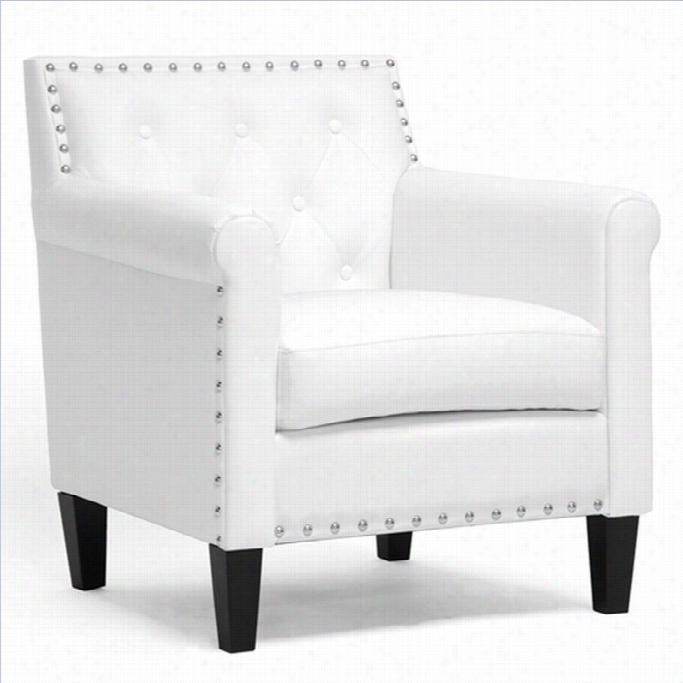 Baxton Studio Thalassa Tufted Faux Leather Club Chair In White