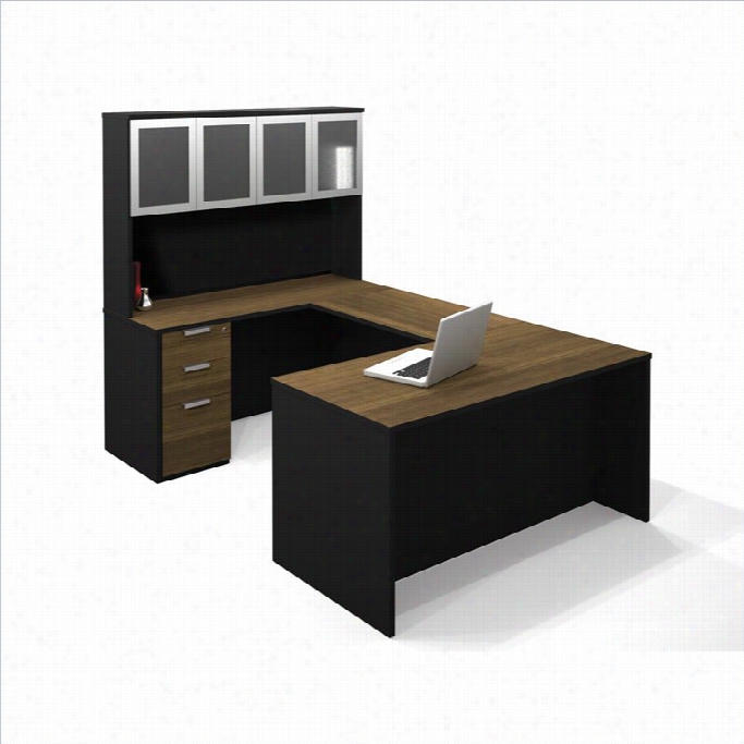 Bestar Pro-concept U-shaped Workstation  With High Hutch And 1 Assembledpedestal