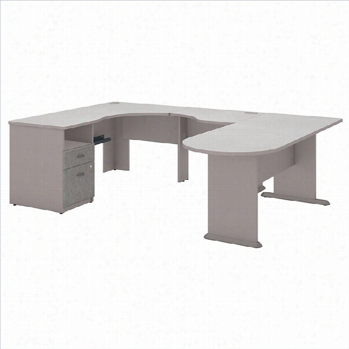 Bush Bbf Series A Expancable U-shaped Desk In Pewter White Spectrum