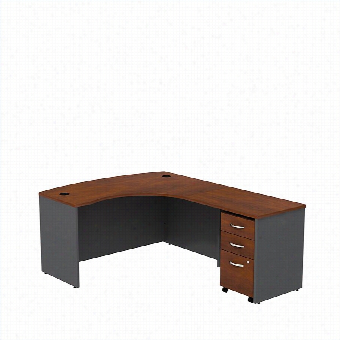 Bush Bbf Series C 60 Right 33 Drawer L-shaped Desk In Hansen Cherry