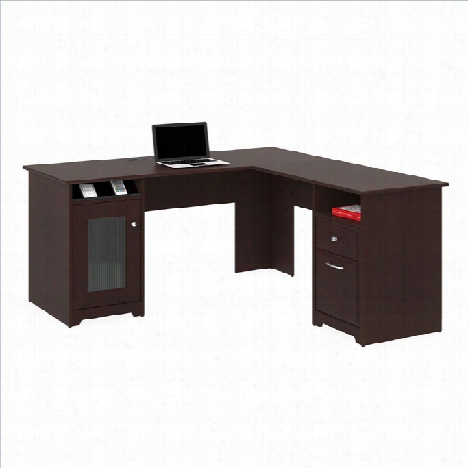 Bush Cabot 60 L-shaped Computer Desk In Harvest Cherry