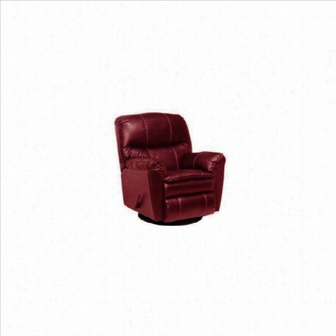 Catnapper Cosmo Leather Siwvel Glider Recliner Chair In Red