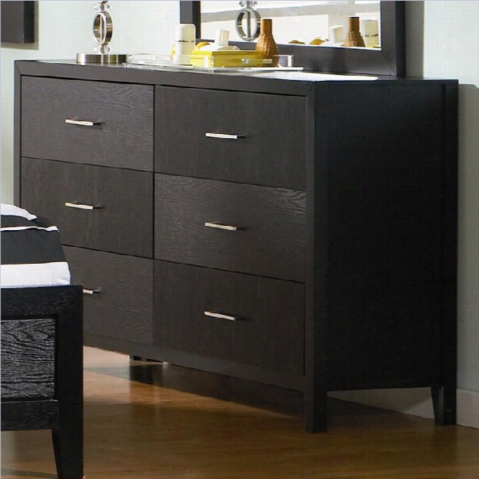 Coastrr Grove Double 6 Drawer Dresser In Black Finish