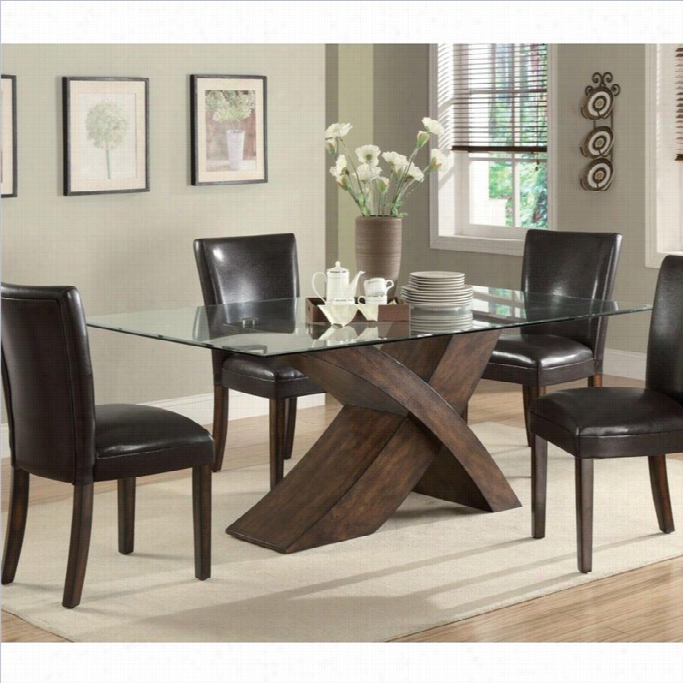 Coaster Nessa Large Squamose X Base  Dining Table In Deep Brown