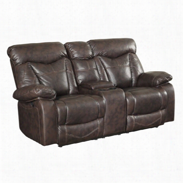 Coaster Zimmerman Faux Leathe Motioon Reclining Loveseat In Brown