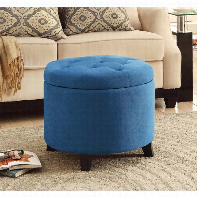 Conven Ience Concepts Designs4comfort Round Ottomzn In Blue