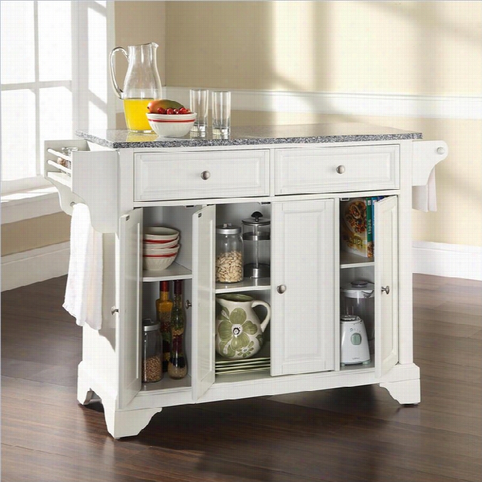 Crosley Furniture Lafayette Solid Grnite Tpo Kitchen Island In White Finish