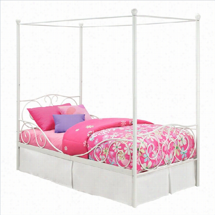 Dhp Dmtal Twin Canopy Bed In White