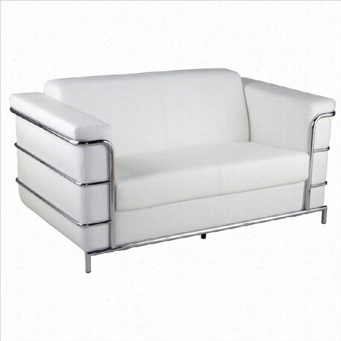 Eurostyle Leander Ii Leater Loveseat Im Pure And Chrome
