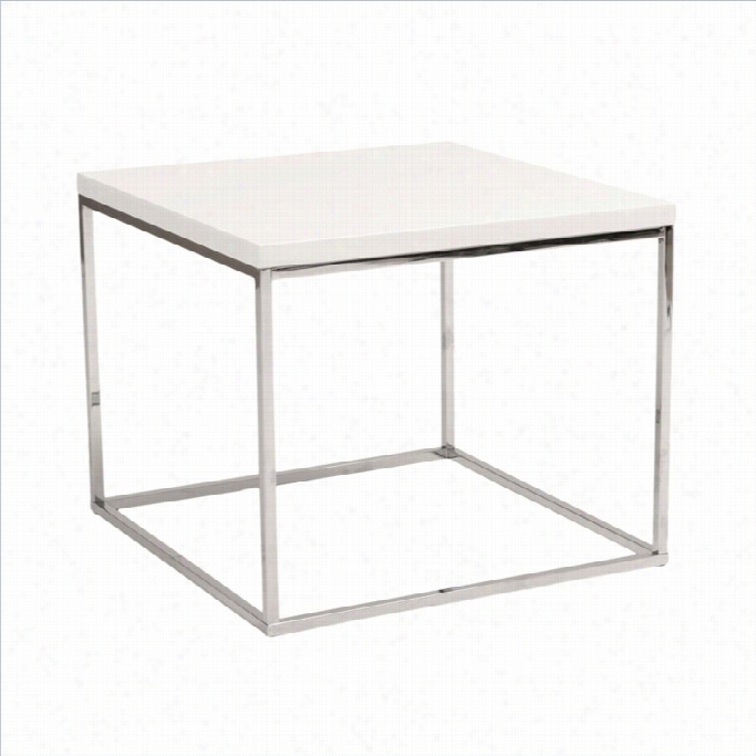 Eurostyle Teresq Square Side Table In White Lacuqer