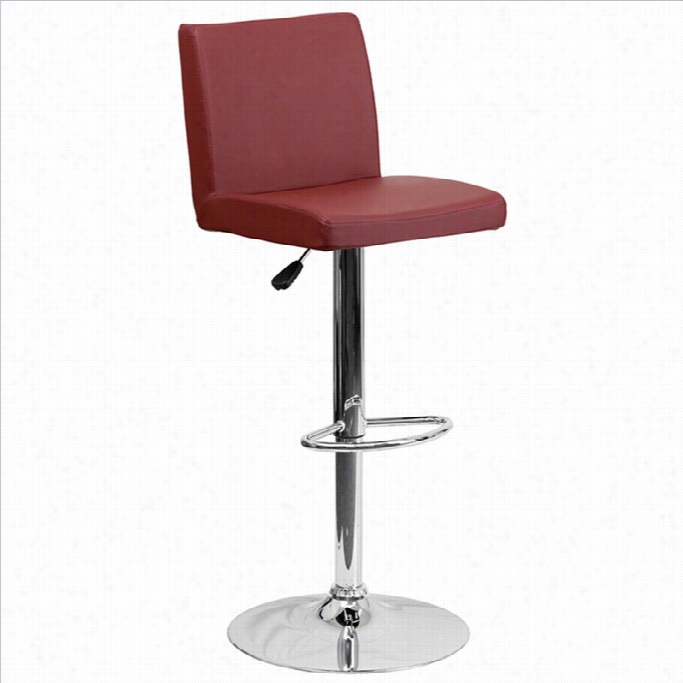 Flas Hfurnitu Re Contemporary Bar Stool In Burgundy