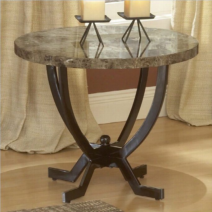 Hillsdale Monaco Metal Base End Table With Faux Marble Top