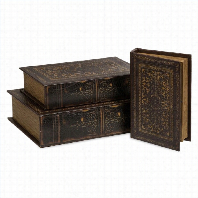 Imax Corporation Old  World Book Box Collection (set Of 3)