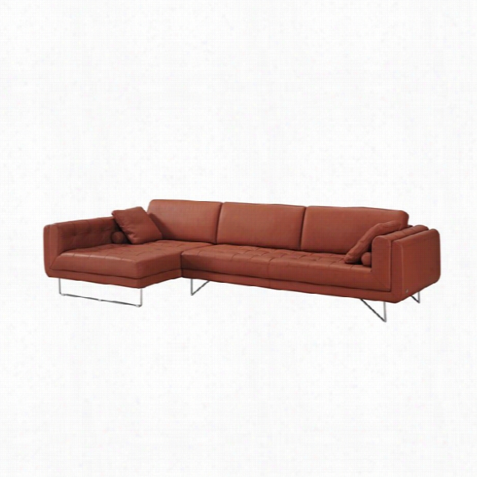 J&m Futniture Hampton Leather Le Ft Chaise Sectional In Pumpkin