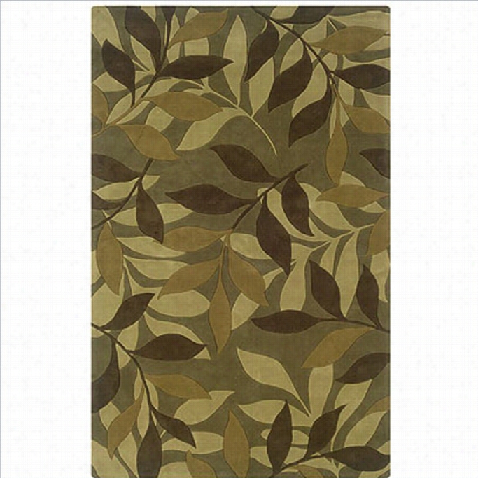 Linon Trio Rectangular Rug In Green And Brown-1'10 X 2'10