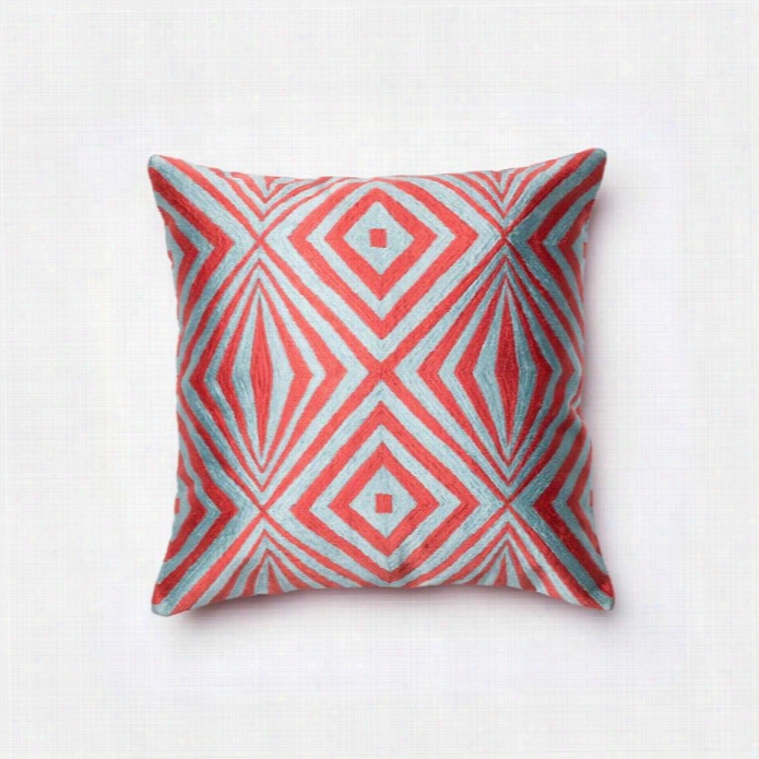 Loloi 1'6  X 1'66 Cotton Down Pillow In Coral And Teal