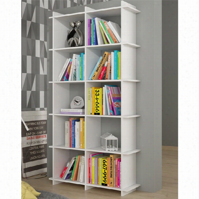 Manhattan Comfort Gisborne 1.0 Series 10 Shelf Bookcase In White