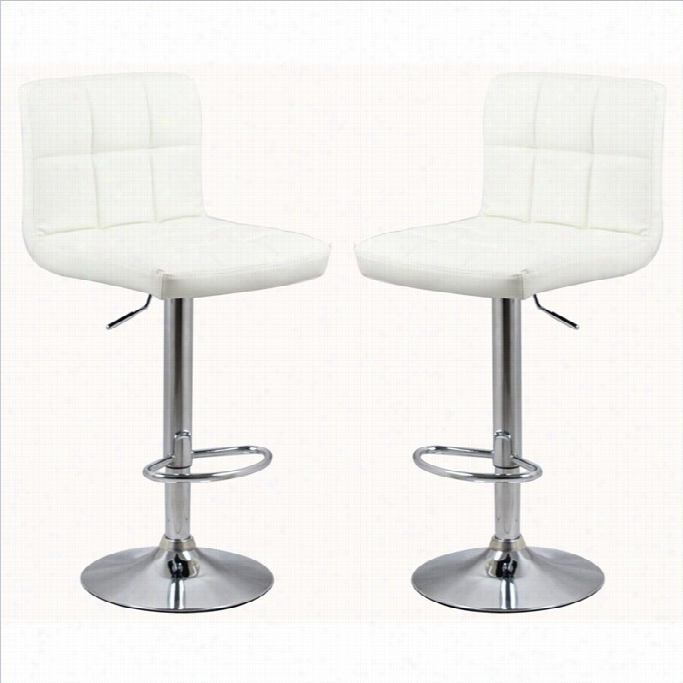 Manhattan Comfort Paladino 44 Bar Stool In White (set Of 2)