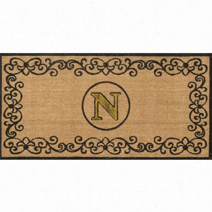 Nuloom 2'  6x 4' Amchine Mad Outdoor Dormat Rug In Letter N